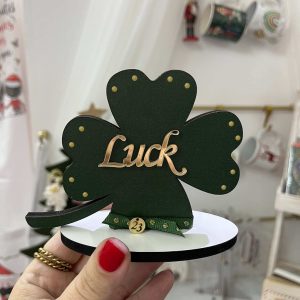 Alternative view of Ξύλινο πράσινο τετράφυλλο σε βάση, luck