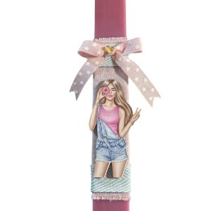 Alternative view of Σετ λαμπάδα Roller girl με διακοσμητικό τοίχου