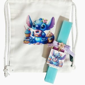 Σετ Πασχαλινή λαμπάδα Stitch με σακίδιο πλάτης