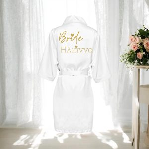 Προσωποποιημένη σατέν ρόμπα BRIDE heart