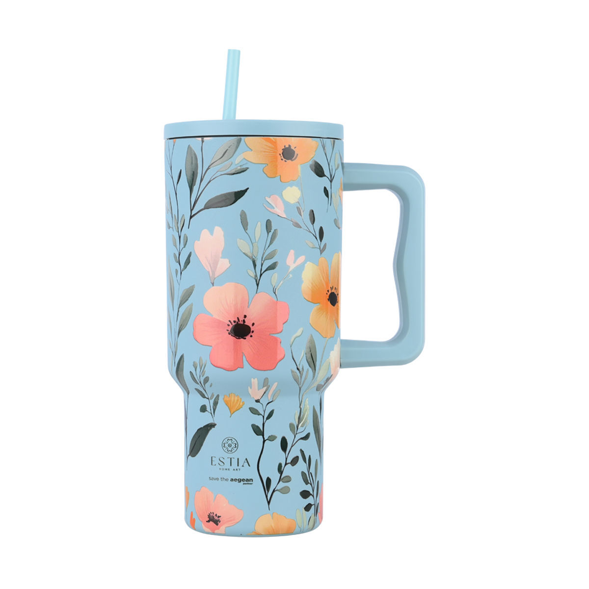ΘΕΡΜΟΣ STRAW TUMBLER XL SAVE THE AEGEAN 900ml SKY GARDEN