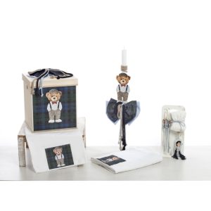 Σετ Βάπτισης Κουτί "Royal Plaid Collection" με Αρκουδάκι