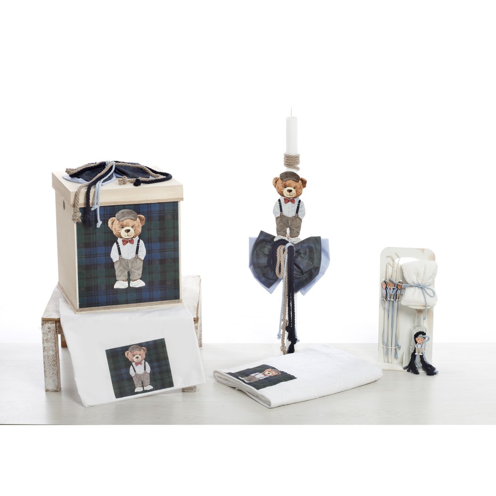 Σετ Βάπτισης Κουτί "Royal Plaid Collection" με Αρκουδάκι