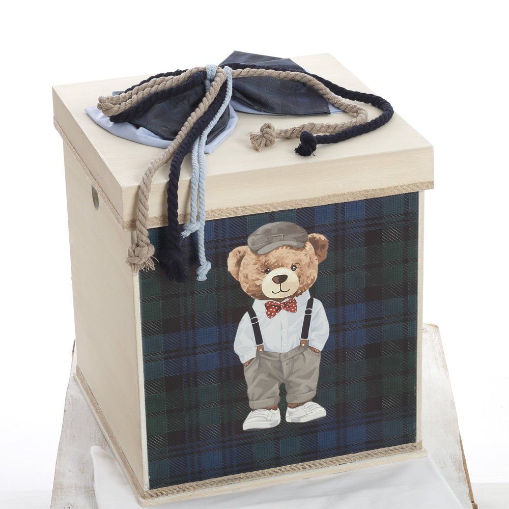 Σετ Βάπτισης Κουτί "Royal Plaid Collection" με Αρκουδάκι - Image 2